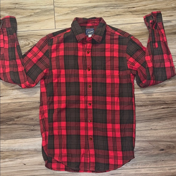 J.Crew Slim Fit Plaid Flannel Shirt Men’s Small Red Black 100% Cotton - Picture 2 of 6